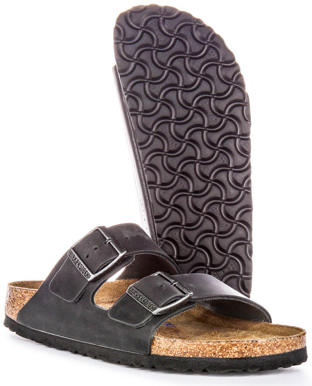 Sandalias Birkenstock Arizona | Cuero genuino negro para mujeres
