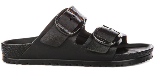 Sandalias Birkenstock Arizona | EVA negro - Hebilla grande para mujeres - Ajuste estrecho