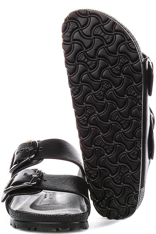 Sandalias Birkenstock Arizona | EVA negro - Hebilla grande para mujeres - Ajuste estrecho