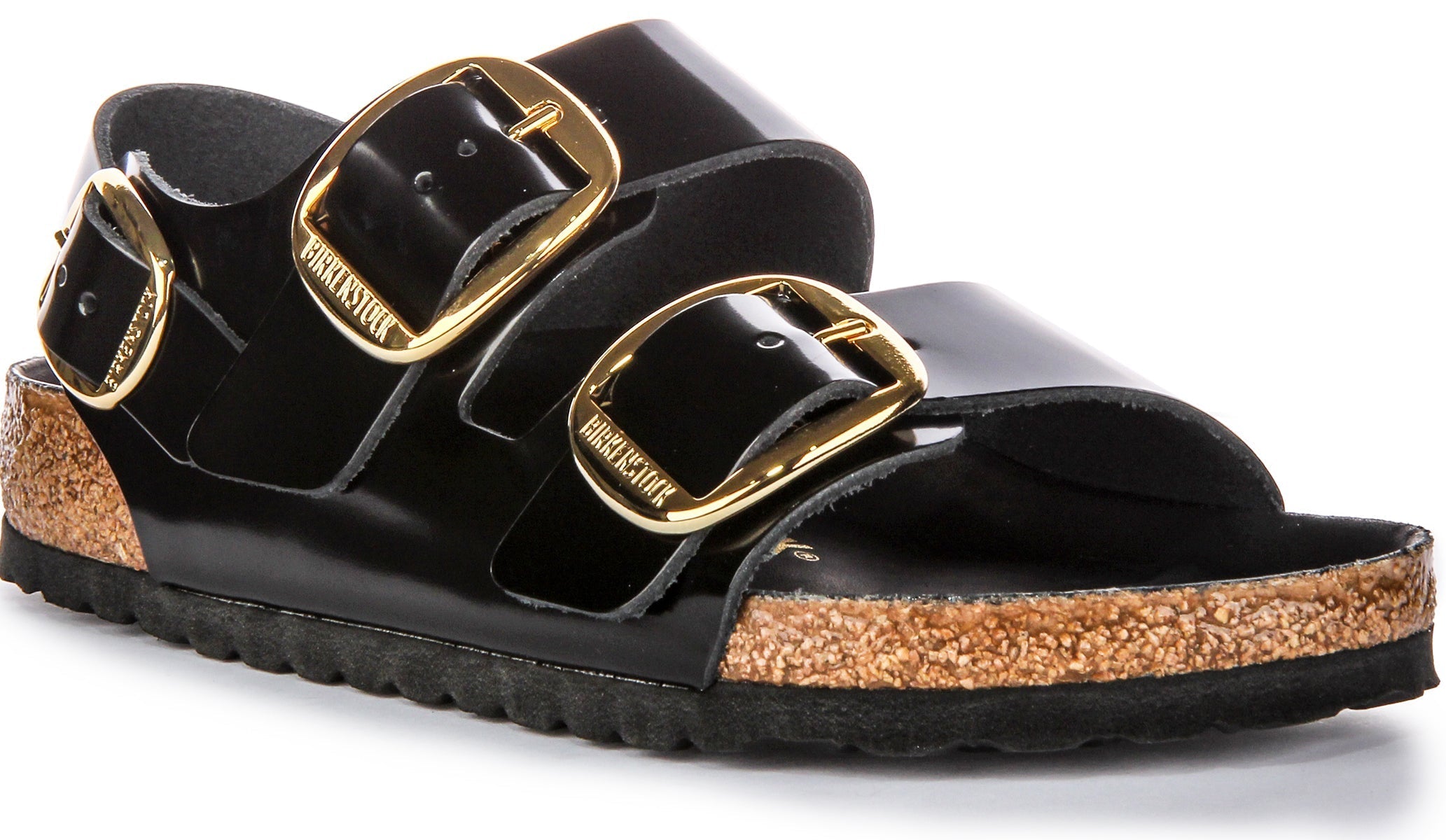 Sandalias Birkenstock Milano | Cuero negro con acabado de charol para mujer