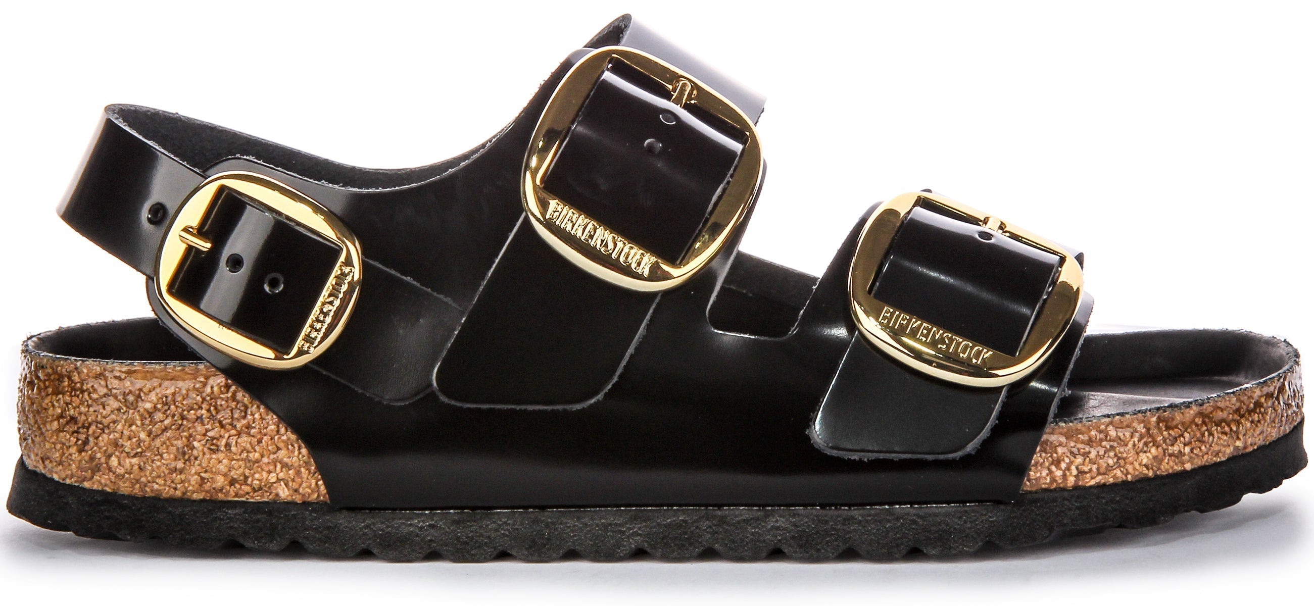 Sandalias Birkenstock Milano | Cuero negro con acabado de charol para mujer
