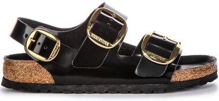 Sandalias Birkenstock Milano | Cuero negro con acabado de charol para mujer