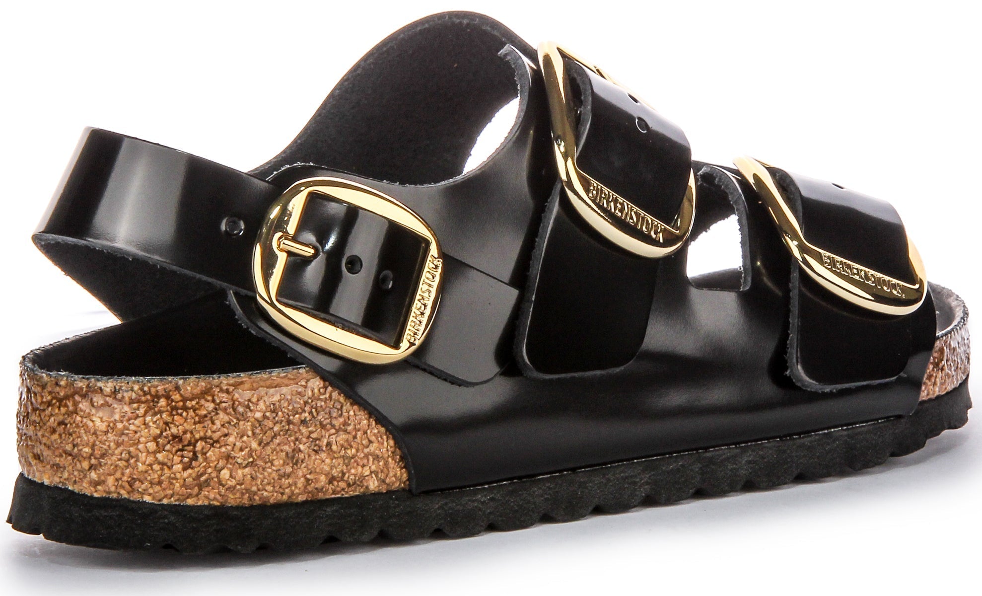 Sandalias Birkenstock Milano | Cuero negro con acabado de charol para mujer