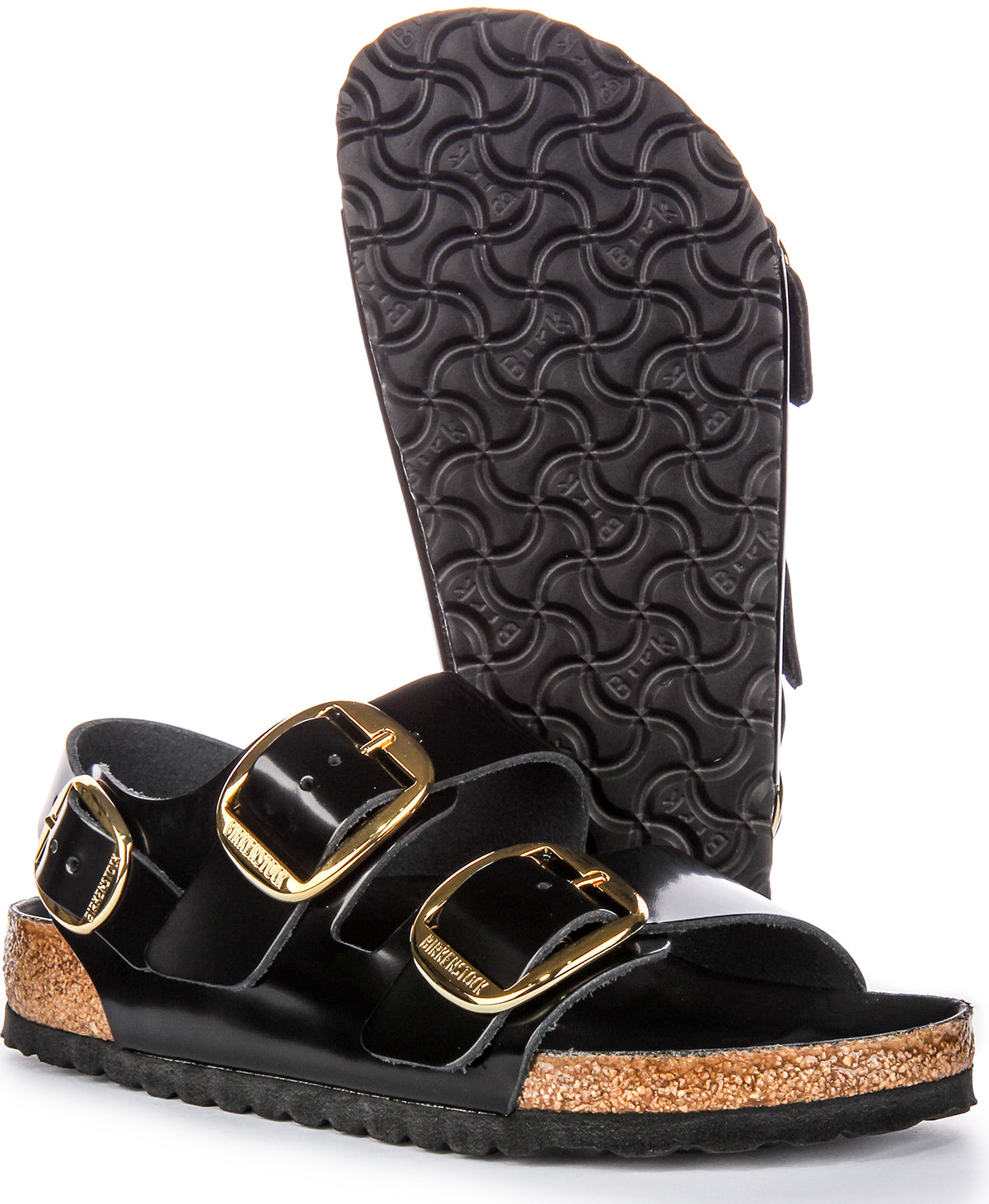 Birkenstock Milano Sandaler | Svart läder med lackfinish för kvinnor