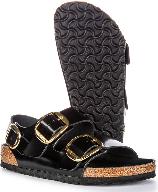 Birkenstock Milano Sandaler | Svart läder med lackfinish för kvinnor