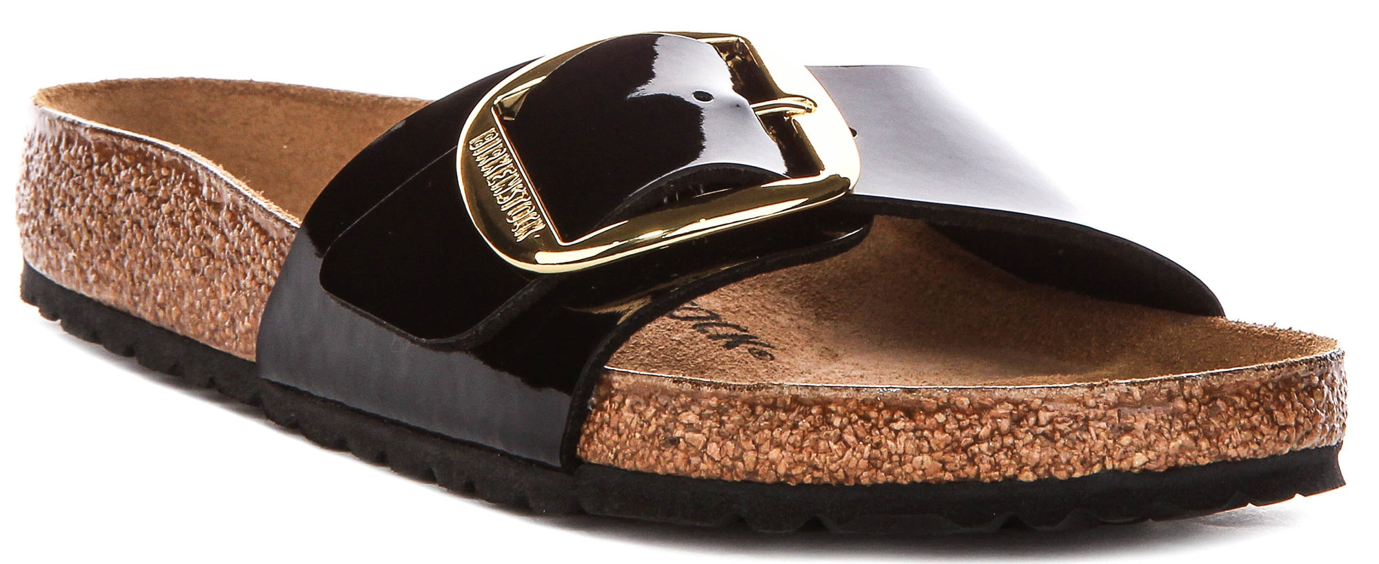Birkenstock Madrid Sandalen | Zwart lakleer - Grote Gesp voor Dames - Normale Pasvorm