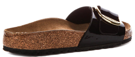 Birkenstock Madrid Sandalen | Zwart lakleer - Grote Gesp voor Dames - Normale Pasvorm