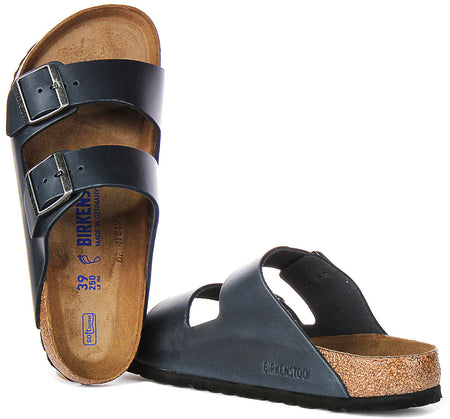 Sandalias Birkenstock Arizona | Cuero genuino azul - plantilla suave para hombres y mujeres - ajuste regular