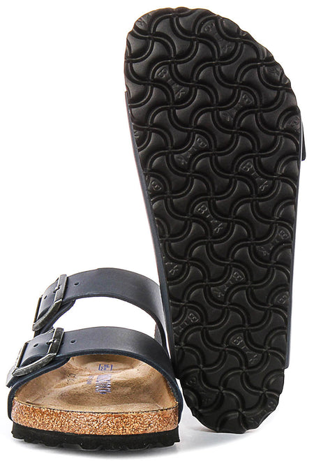 Sandalias Birkenstock Arizona | Cuero genuino azul - plantilla suave para hombres y mujeres - ajuste regular