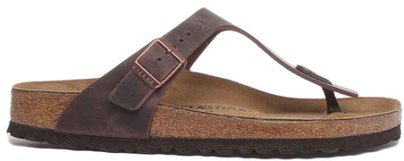 Sandalias Birkenstock Gizeh | Cuero genuino marrón para mujer