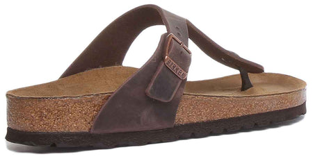 Sandalias Birkenstock Gizeh | Cuero genuino marrón para mujer