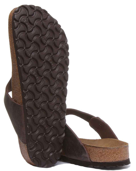 Sandalias Birkenstock Gizeh | Cuero genuino marrón para mujer