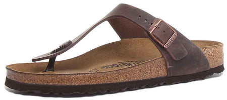 Sandalias Birkenstock Gizeh | Cuero genuino marrón para mujer