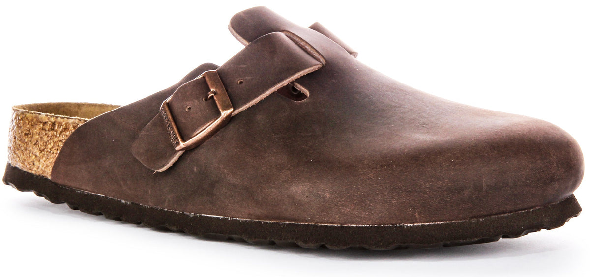 Birkenstock Boston Klompen | Bruin echt leer voor heren en dames
