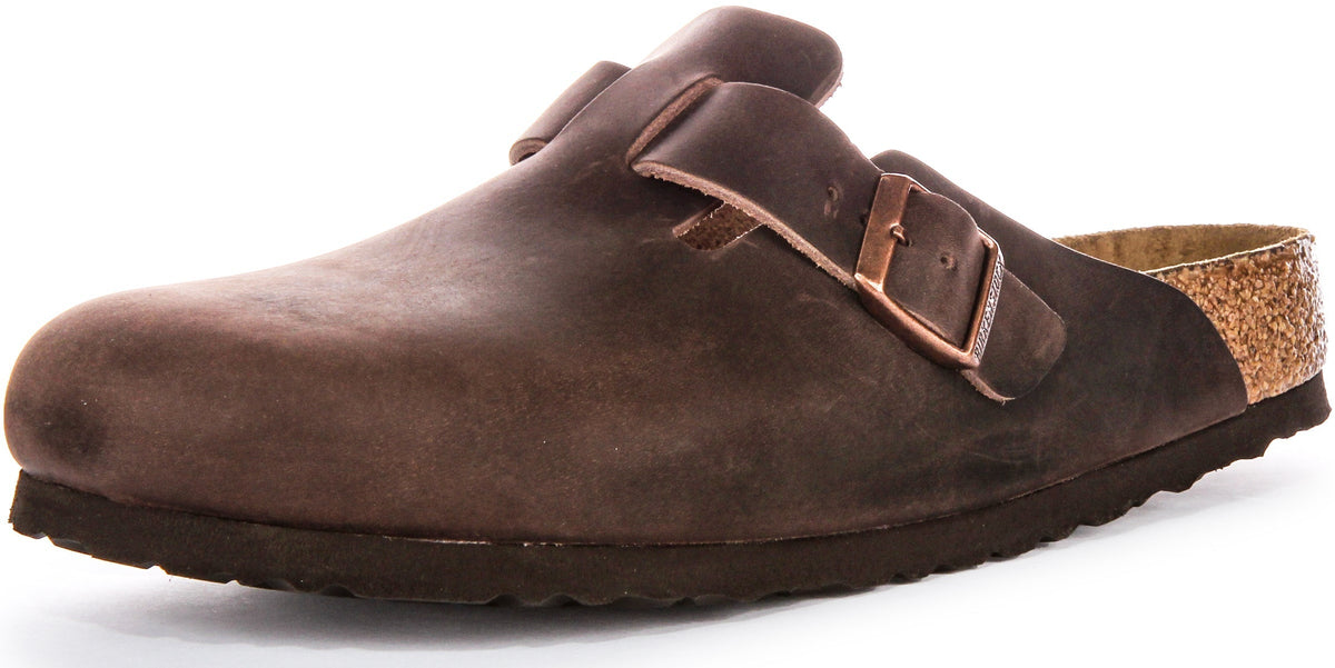 Birkenstock Boston Klompen | Bruin echt leer voor heren en dames