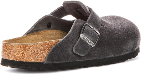 Birkenstock Boston Klompen | Antraciet suède leer voor Heren en Dames - Smalle Pasvorm