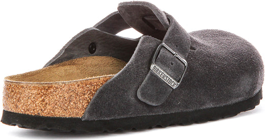 Zuecos Birkenstock Boston | Cuero de ante carbón para hombres y mujeres - Ajuste estrecho