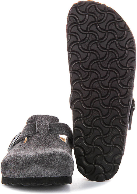 Birkenstock Boston Klompen | Antraciet suède leer voor Heren en Dames - Smalle Pasvorm