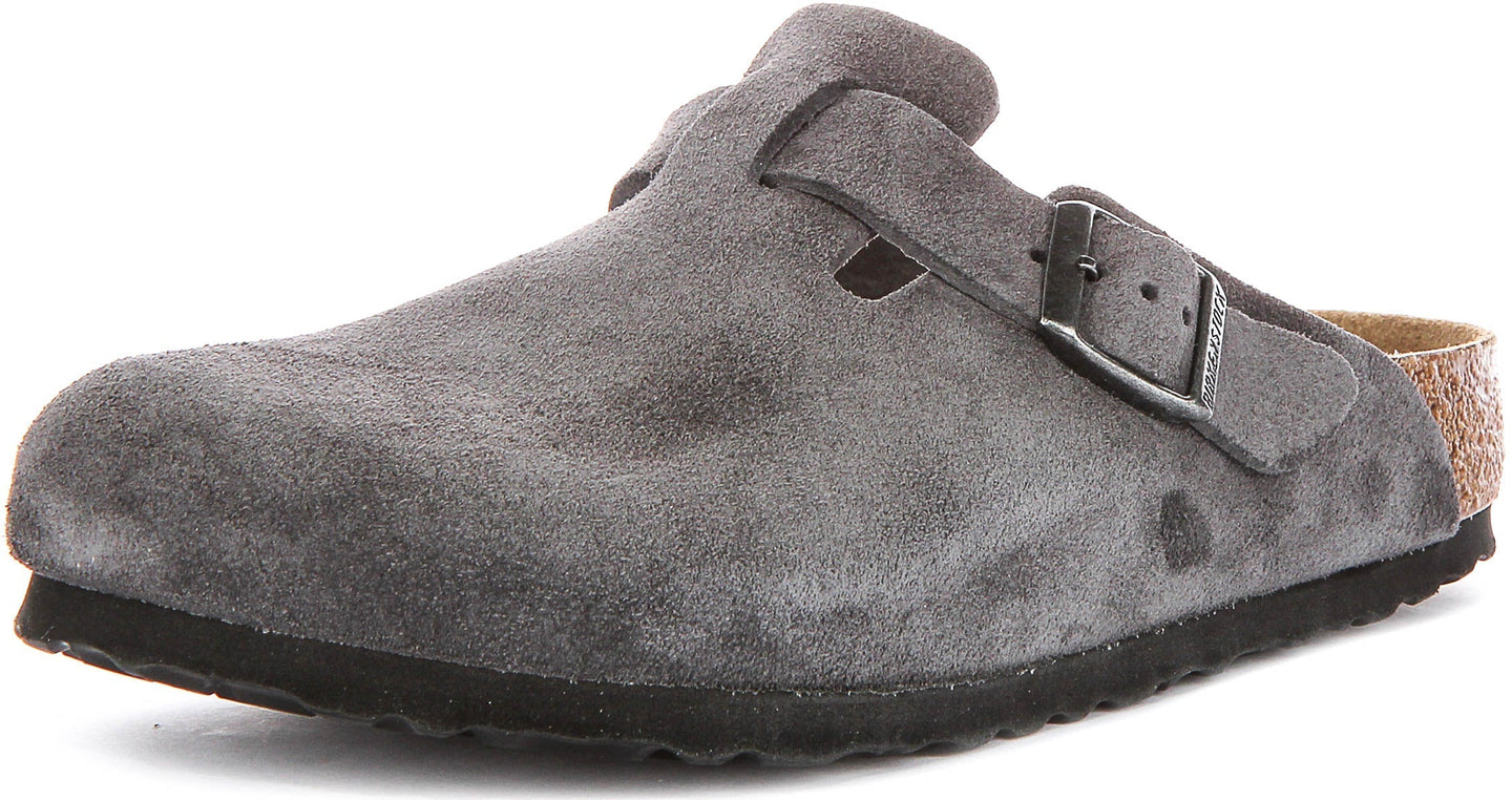 Zuecos Birkenstock Boston | Birko-Flor carbón para hombres y mujeres - Ajuste regular