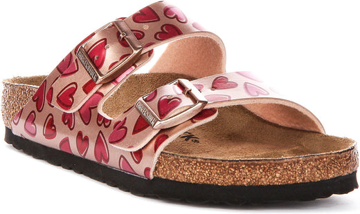 Sandalias Birkenstock Arizona | Birko-Flor cobre - Estampado de corazones para niños - Ajuste regular