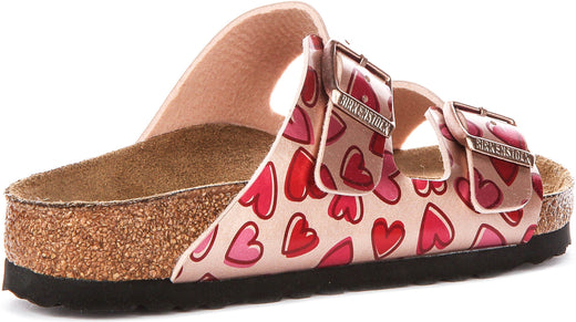 Sandalias Birkenstock Arizona | Birko-Flor cobre - Estampado de corazones para niños - Ajuste regular