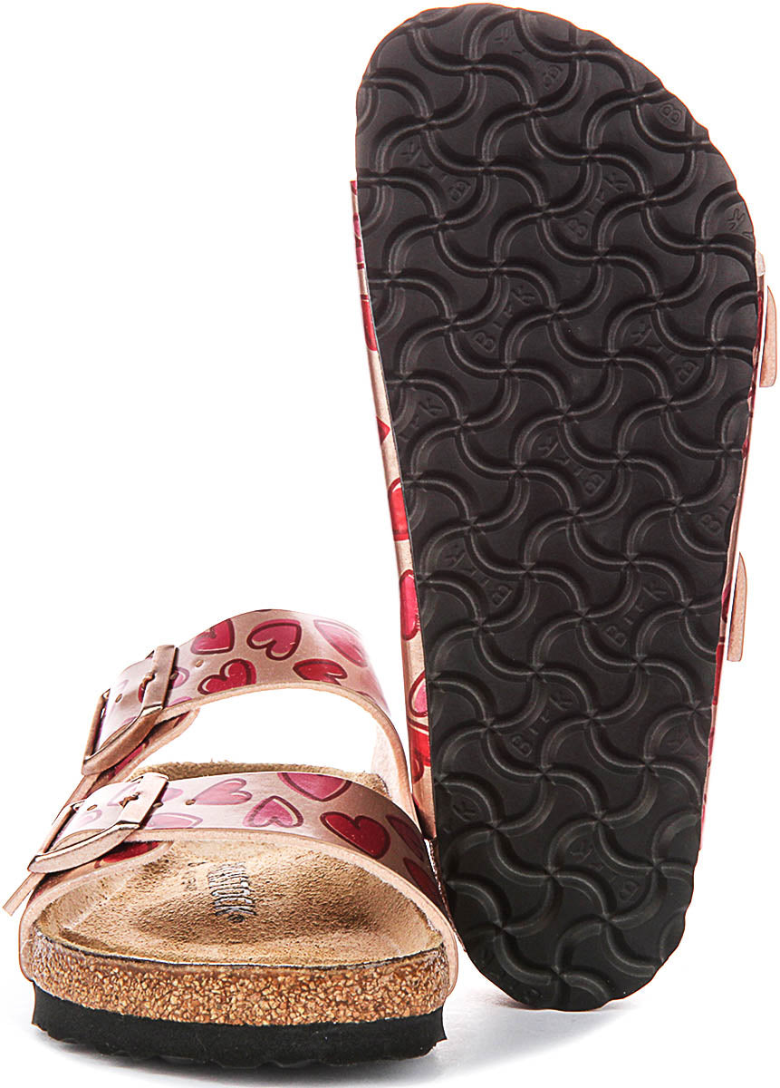 Sandalias Birkenstock Arizona | Birko-Flor cobre - Estampado de corazones para niños - Ajuste regular
