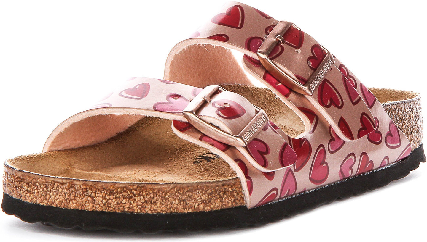 Sandalias Birkenstock Arizona | Birko-Flor cobre - Estampado de corazones para niños - Ajuste regular