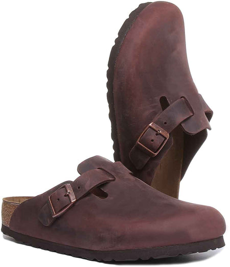 Birkenstock Boston Träskor | Mörkbrunt äkta läder för män