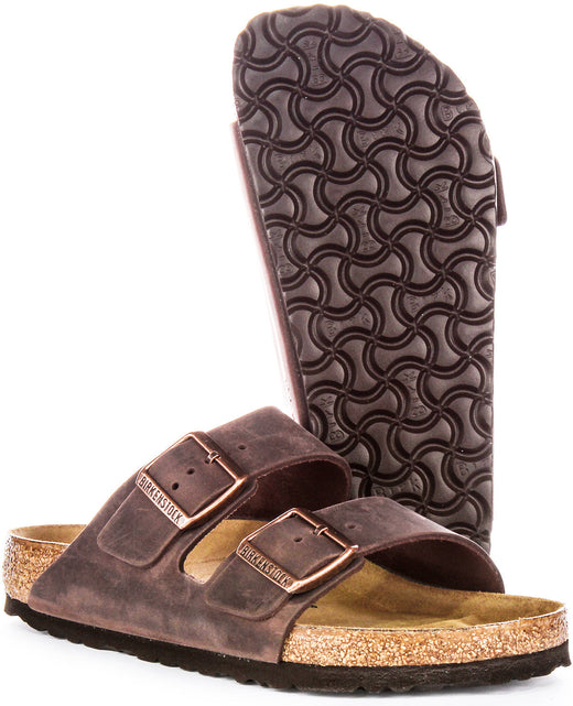 Sandalias Birkenstock Arizona | Cuero genuino marrón para mujeres