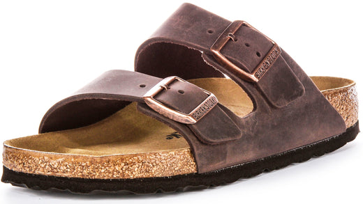 Sandalias Birkenstock Arizona | Cuero genuino marrón para mujeres