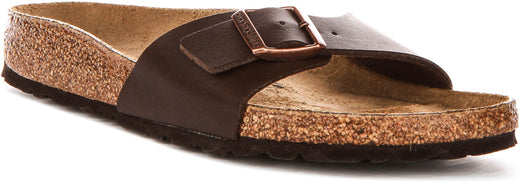Sandalias Birkenstock Madrid | Birko-Flor marrón oscuro para mujer - Ajuste estrecho