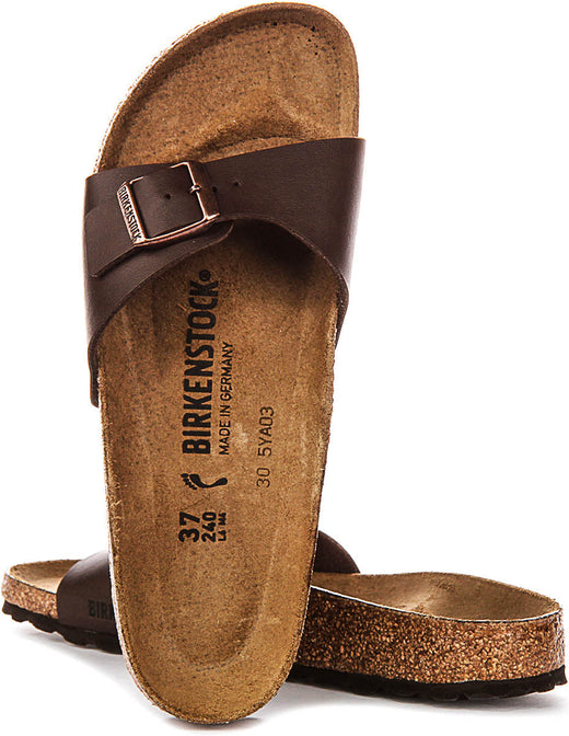 Sandalias Birkenstock Madrid | Birko-Flor marrón oscuro para mujer - Ajuste estrecho