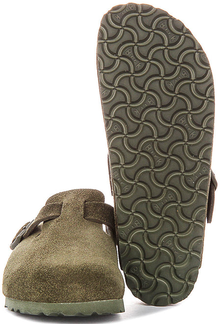 Birkenstock Boston Klompen | Donkergroen Birko-Flor voor Heren en Dames - Smalle Pasvorm
