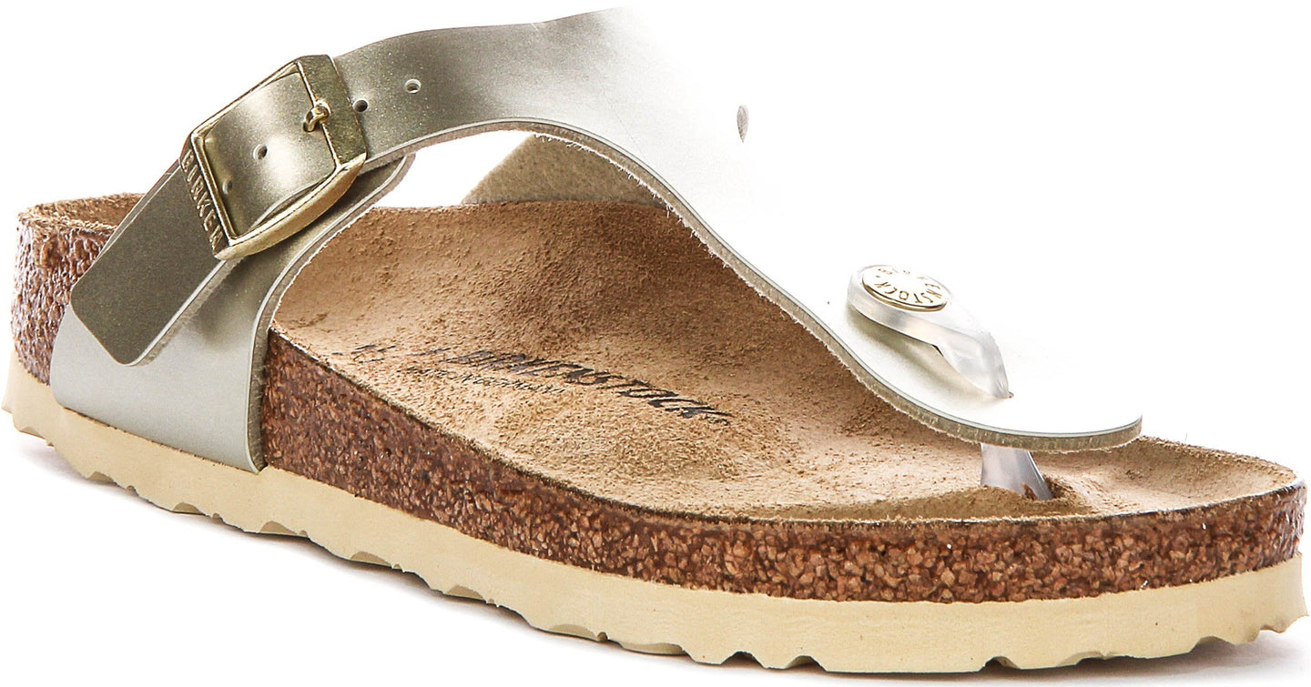 Sandalias Birkenstock Gizeh | Birko-Flor dorado para niños - Ajuste estrecho