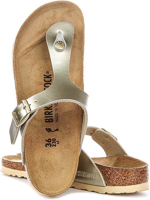 Sandalias Birkenstock Gizeh | Birko-Flor dorado para niños - Ajuste estrecho