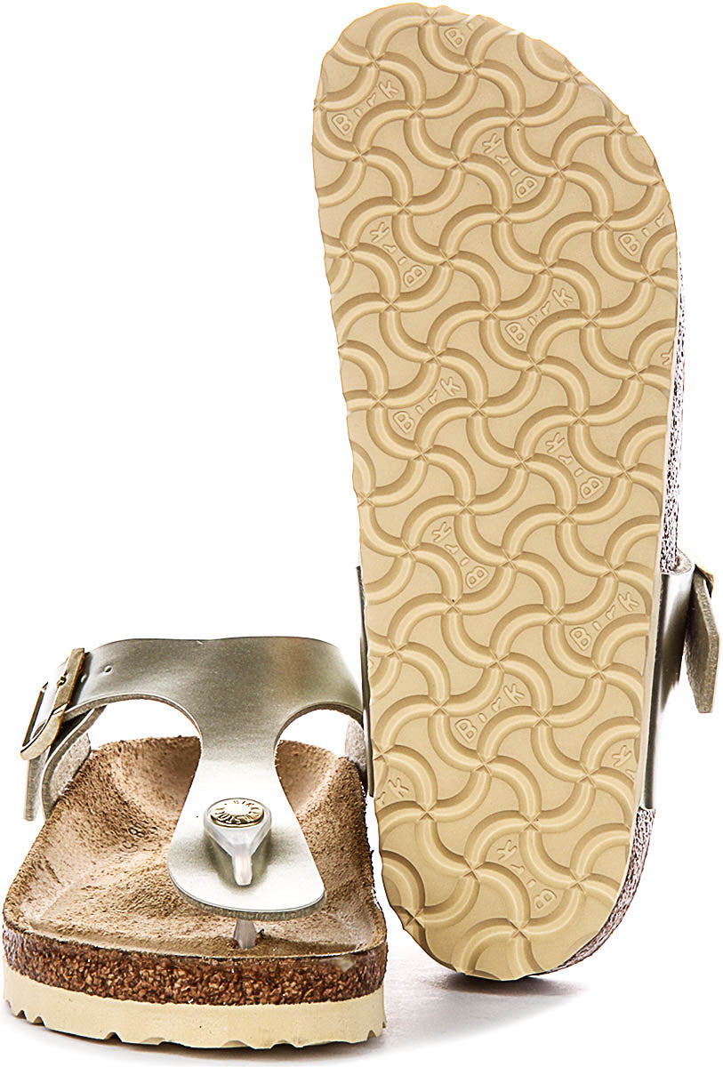 Sandalias Birkenstock Gizeh | Birko-Flor dorado para niños - Ajuste estrecho