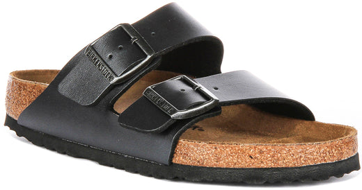 Birkenstock Arizona Sandalen | Metallic Zwart Birko-Flor - Metallic Afwerking voor Dames - Normale Pasvorm