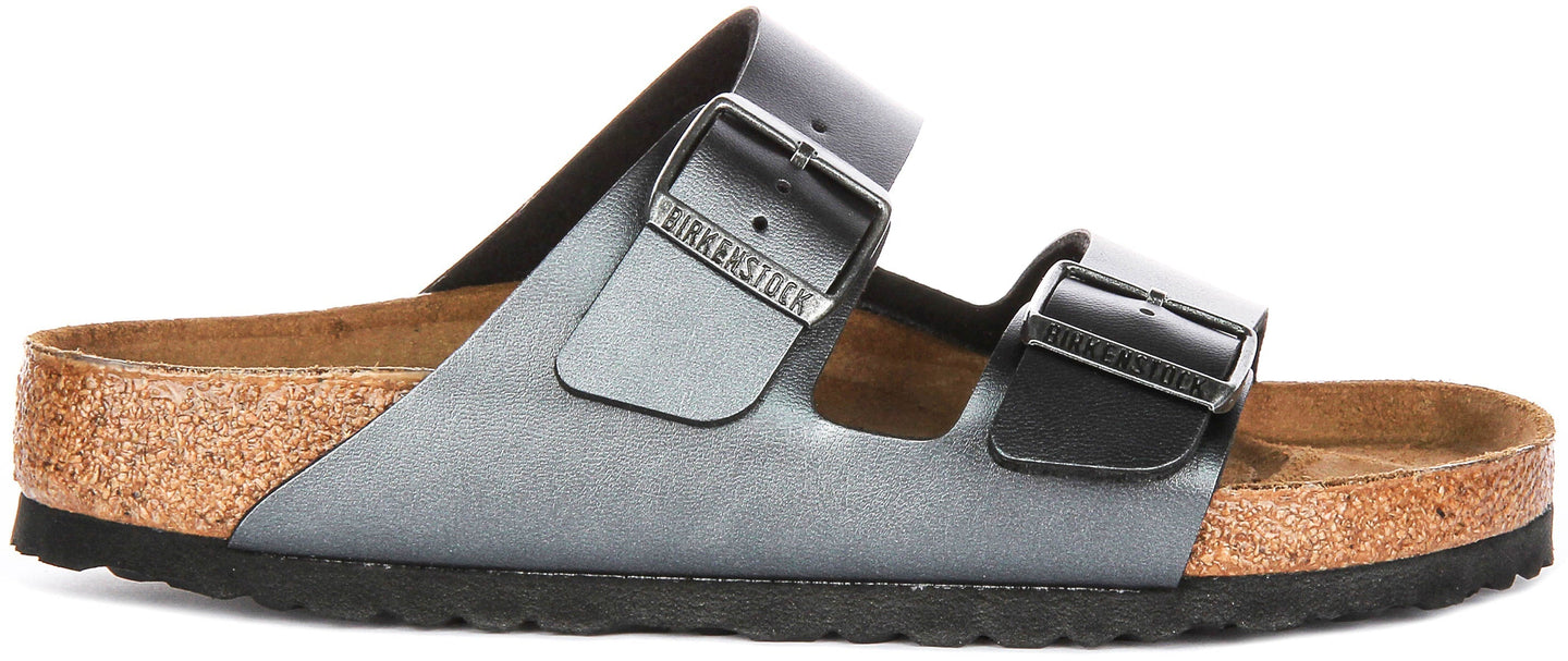 Birkenstock Arizona Sandalen | Metallic Zwart Birko-Flor - Metallic Afwerking voor Dames - Normale Pasvorm