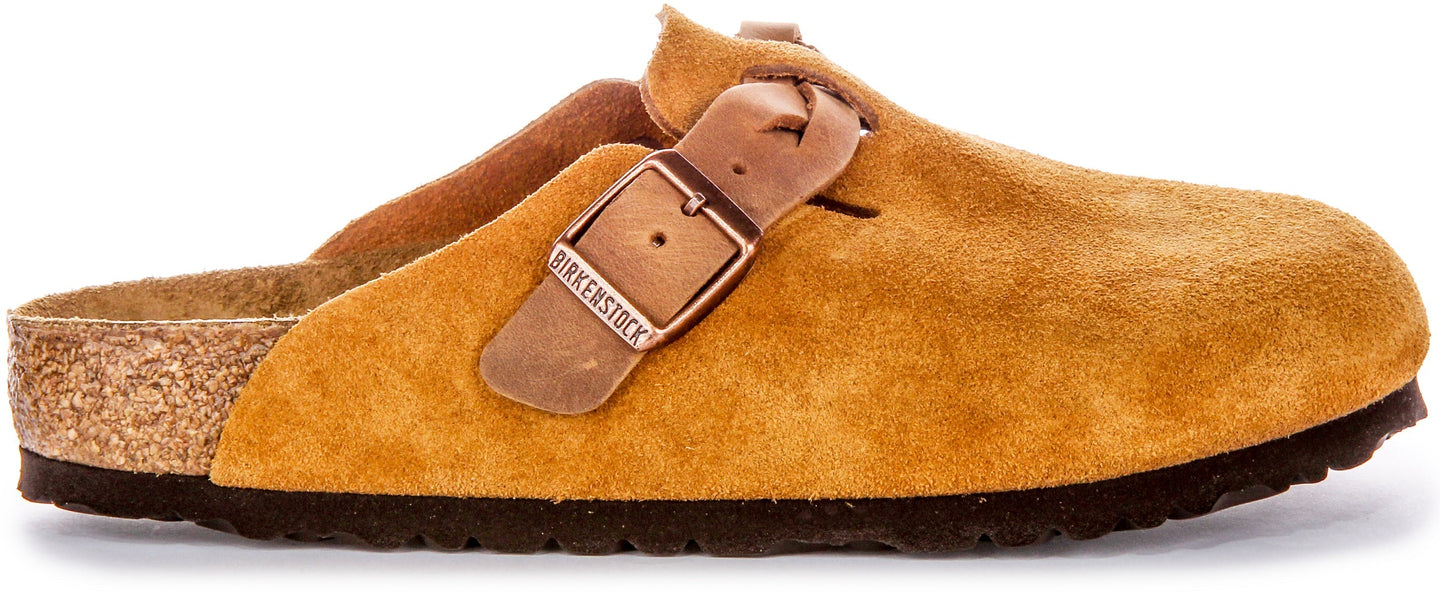 Zuecos Birkenstock Boston | Cuero de ante visón - Correa trenzada para mujeres