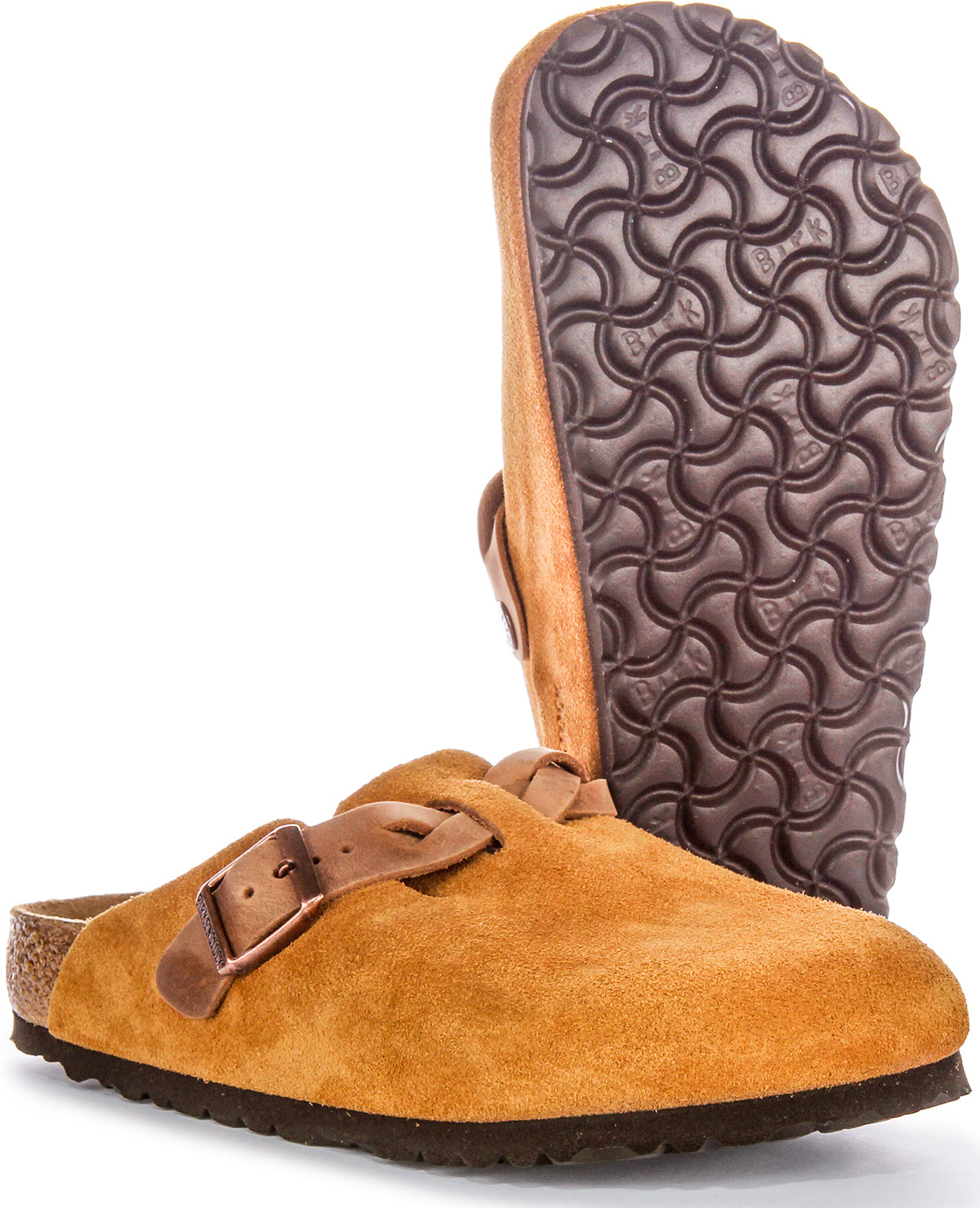 Zuecos Birkenstock Boston | Cuero de ante visón - Correa trenzada para mujeres