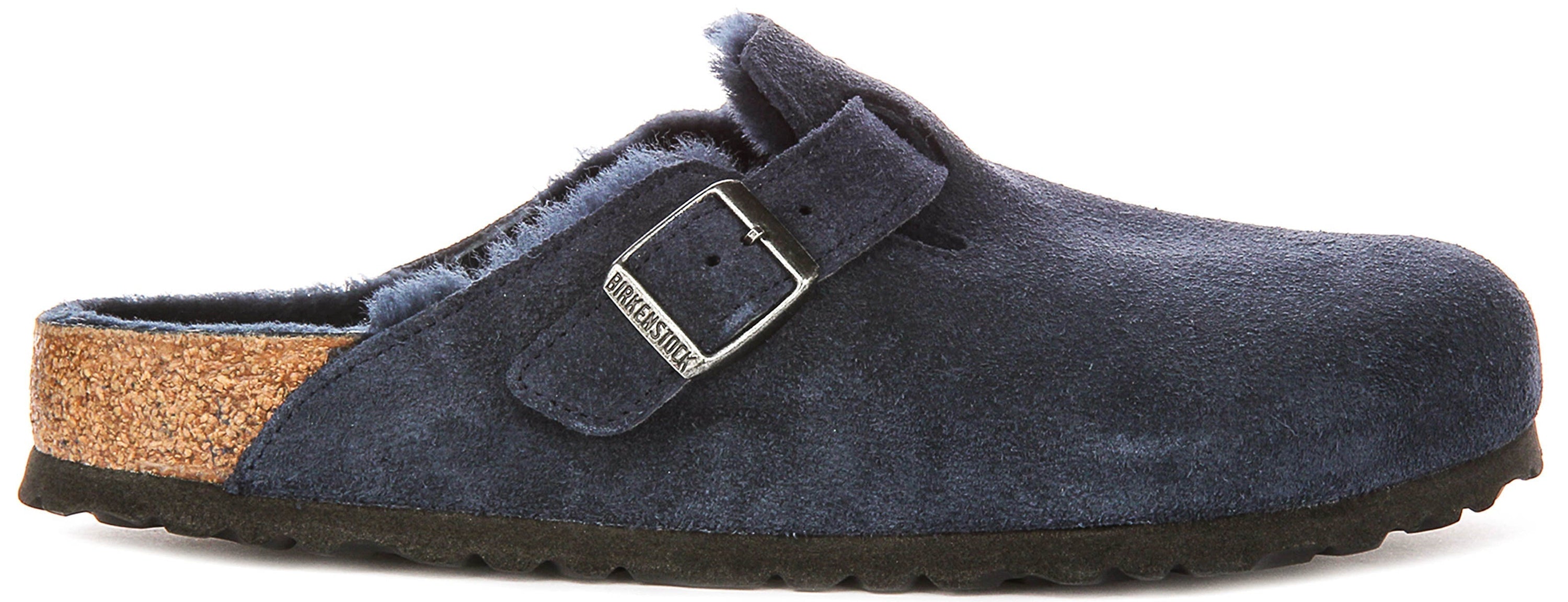 Zuecos Birkenstock Boston | Ante forrado de borrego azul marino para mujeres - Ajuste regular
