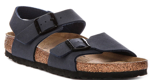Birkenstock New York Schoenen | Marineblauw kenmerkend Birkenstock bovenmateriaal voor Kinderen - Smalle Pasvorm