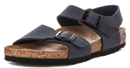 Birkenstock New York Schoenen | Marineblauw kenmerkend Birkenstock bovenmateriaal voor Kinderen - Smalle Pasvorm