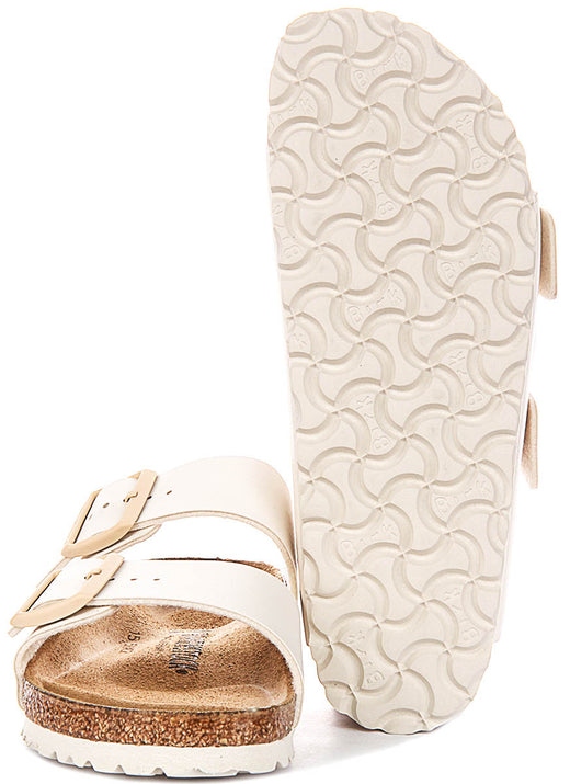 Sandalias Birkenstock Arizona | Birko-Flor blanco roto para mujer - Ajuste estrecho
