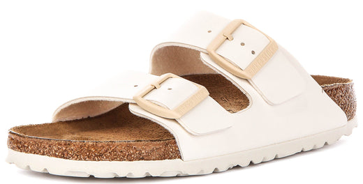 Sandalias Birkenstock Arizona | Birko-Flor blanco roto para mujer - Ajuste estrecho