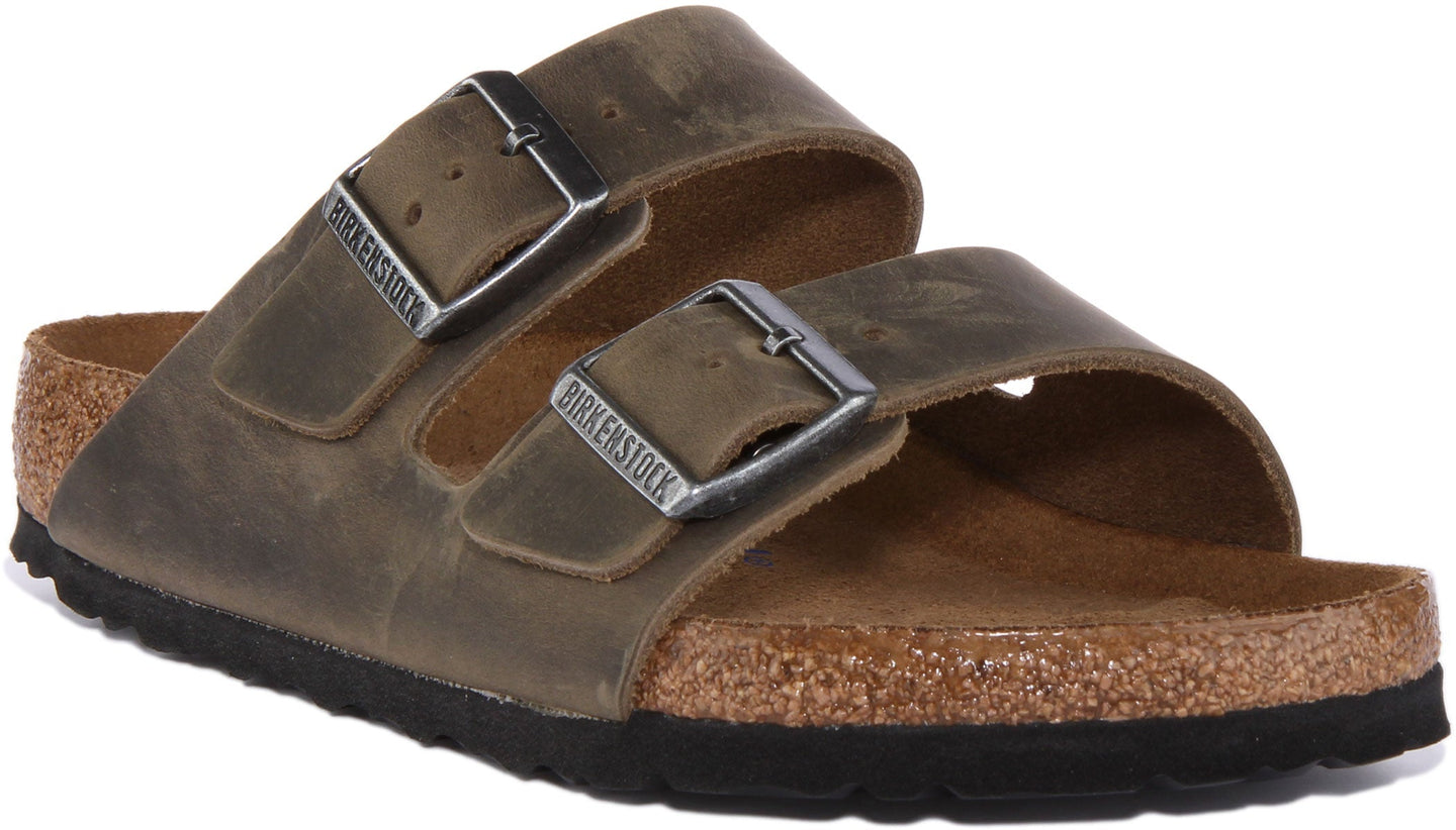 Sandalias Birkenstock Arizona | Cuero nobuk oliva para mujer