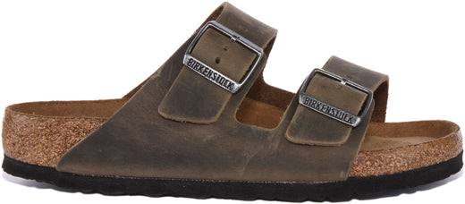 Sandalias Birkenstock Arizona | Cuero nobuk oliva para mujer