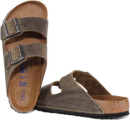 Sandalias Birkenstock Arizona | Cuero nobuk oliva para mujer