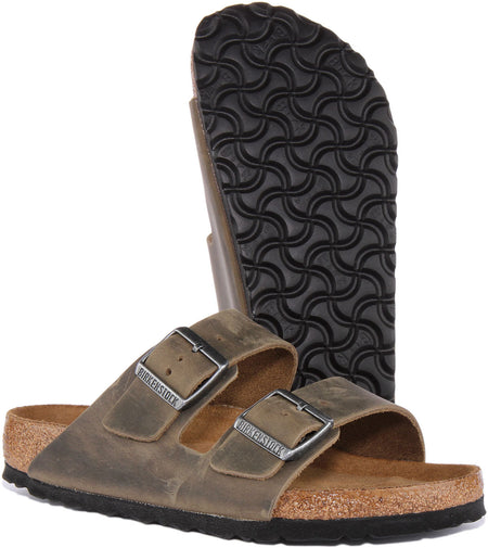 Sandalias Birkenstock Arizona | Cuero nobuk oliva para mujer