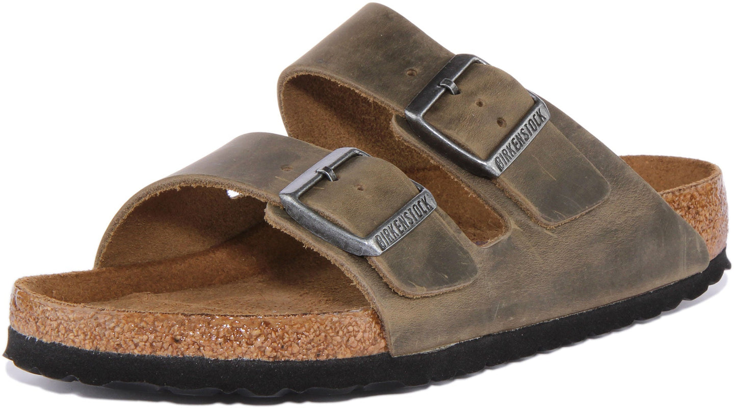 Sandalias Birkenstock Arizona | Cuero nobuk oliva para mujer